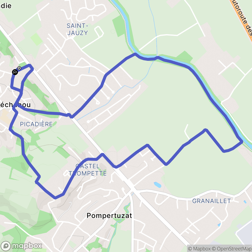 Pechabou : carte du parcours de randonnée - France