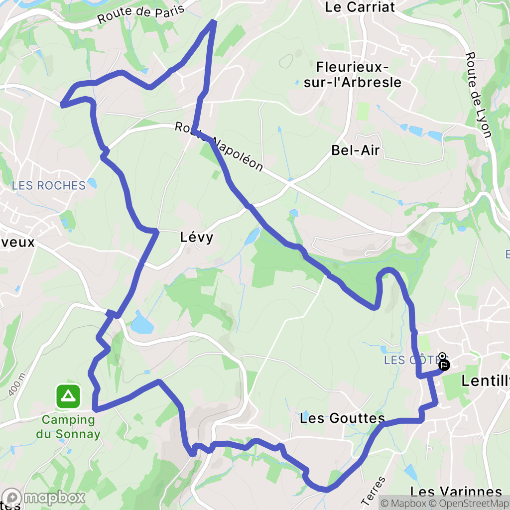 Lentilly : carte du parcours de randonnée - France