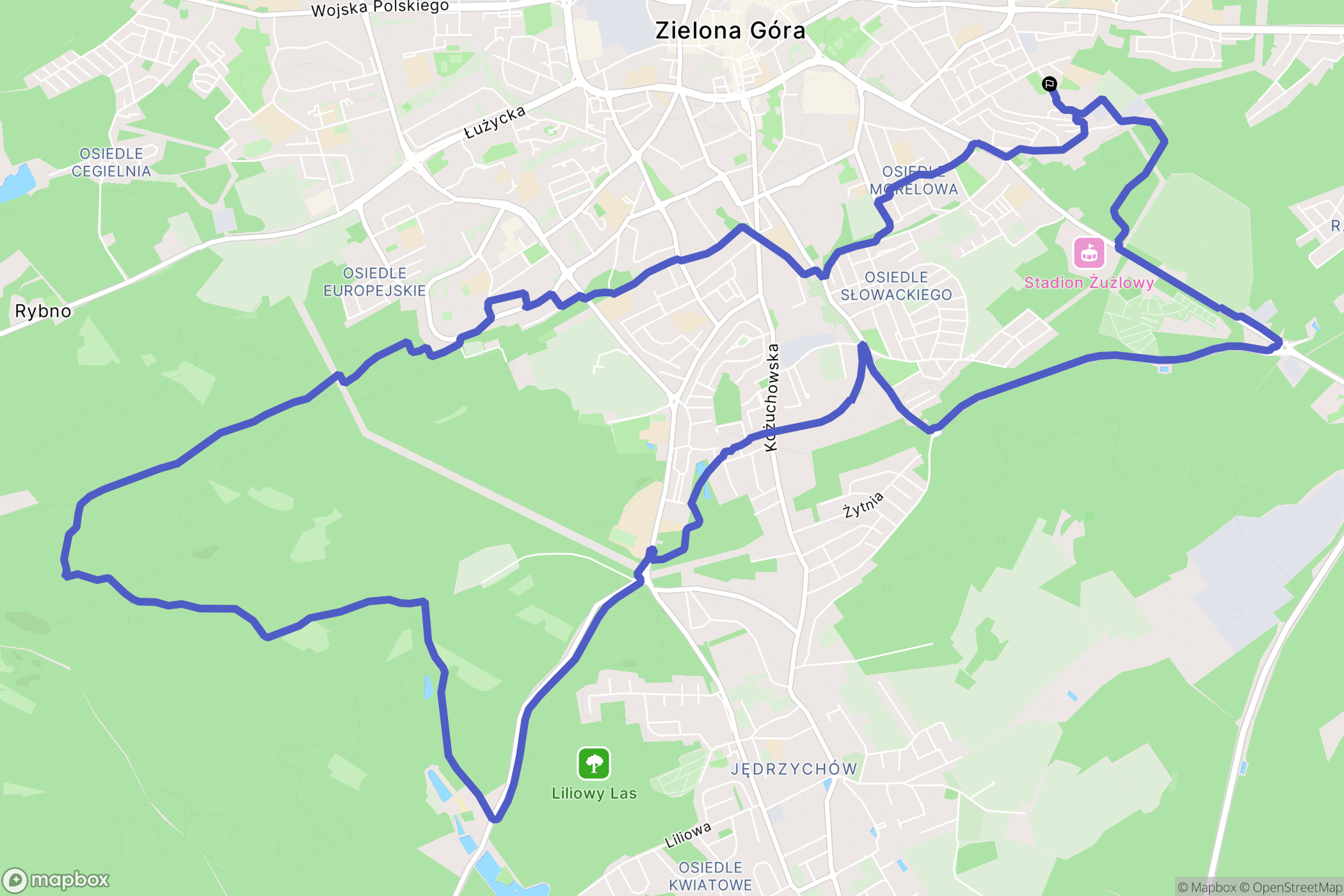 Zielona Góra: mapa trasy - Poland