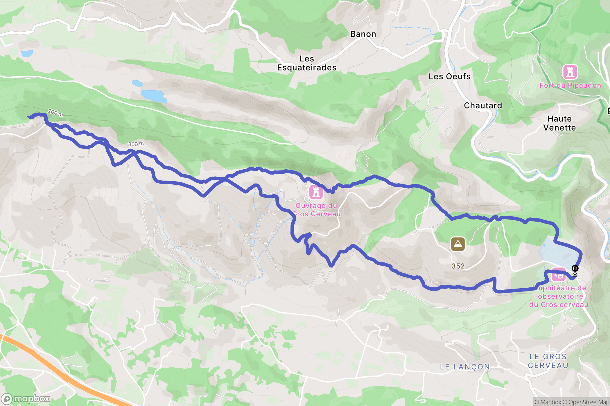 Ollioules : carte du parcours de randonnée - France