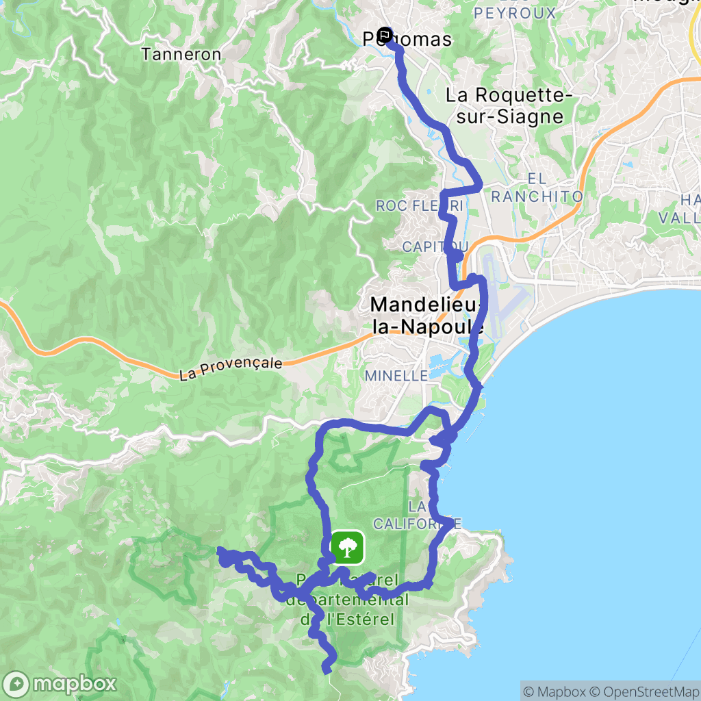 Pégomas : carte du parcours de randonnée - France