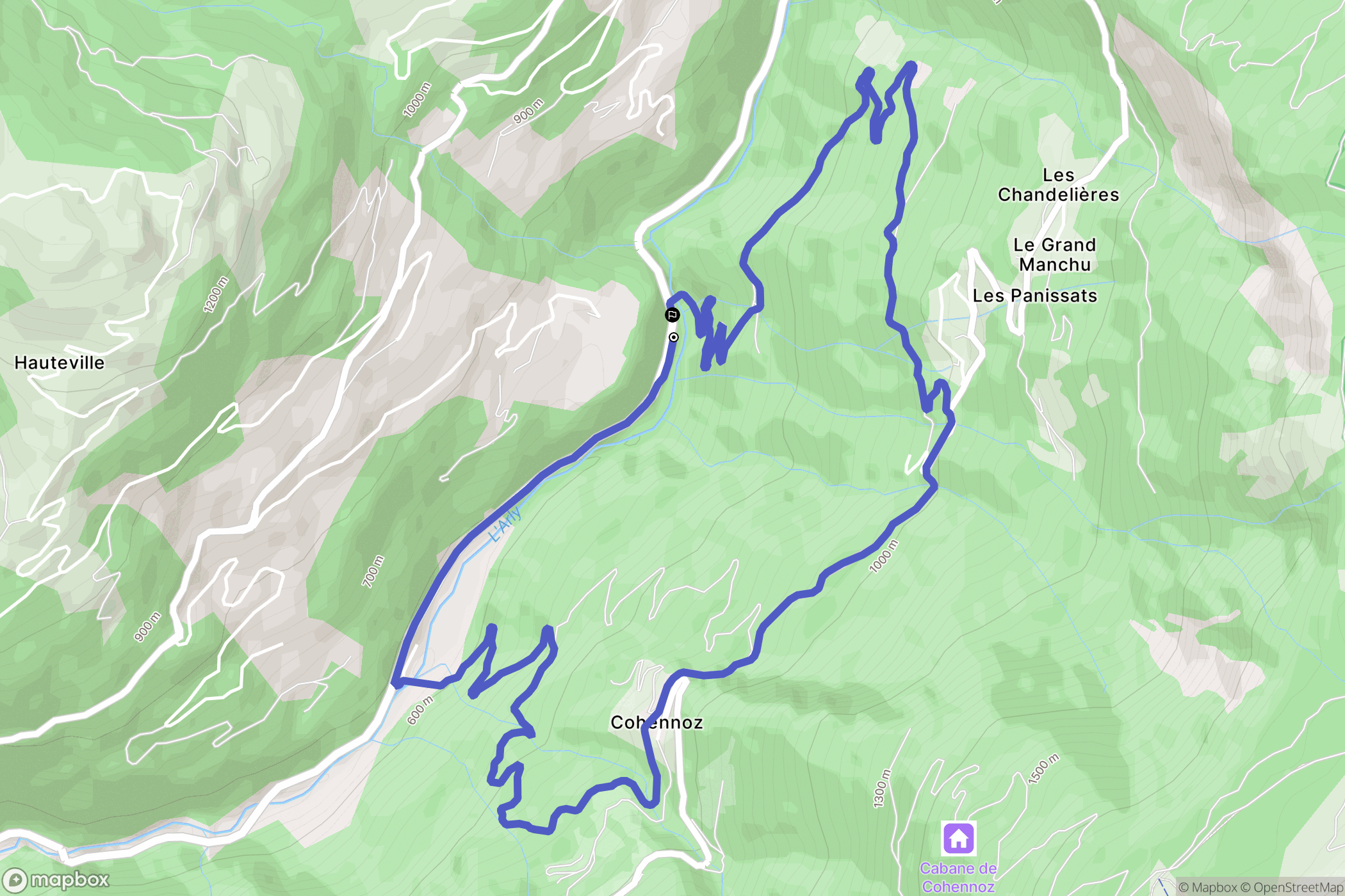 Cohennoz : carte du parcours de randonnée - France