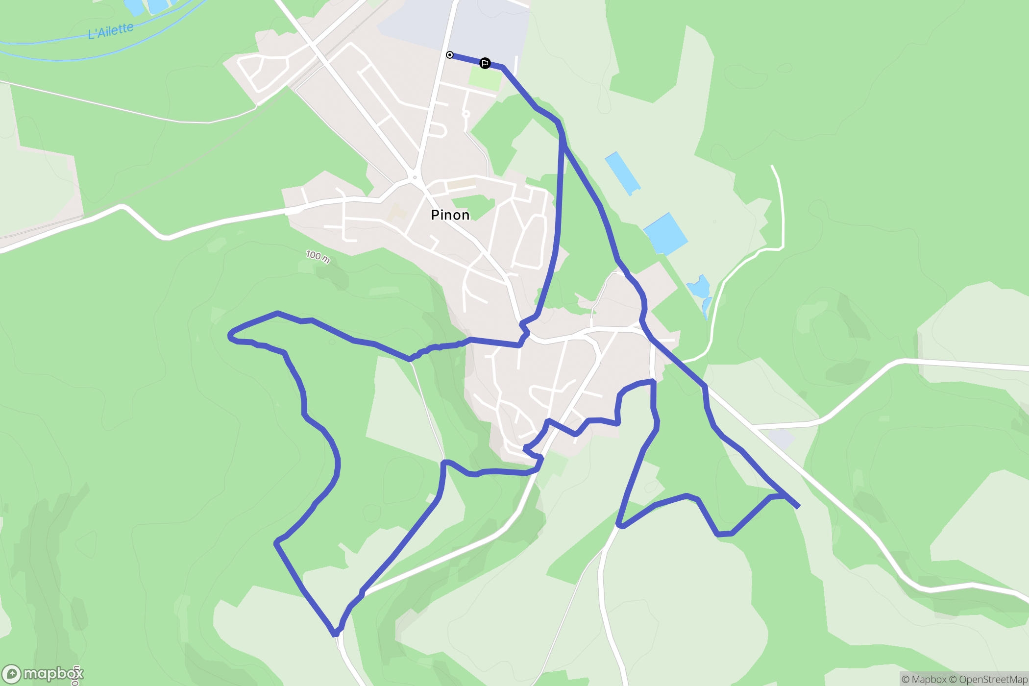 Pinon : carte du parcours de randonnée - France