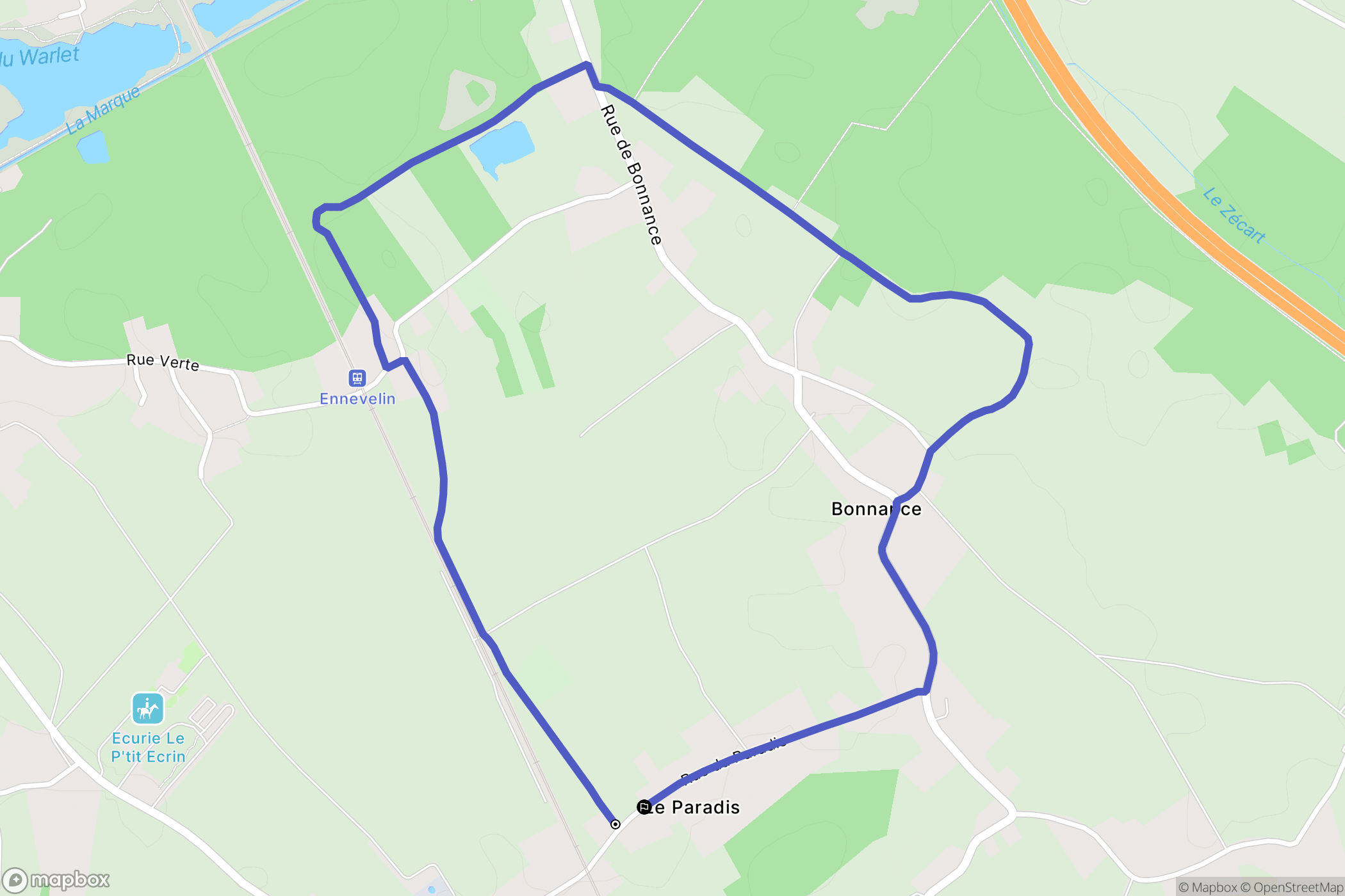 Templeuve-en-Pévèle : carte du parcours de randonnée - France