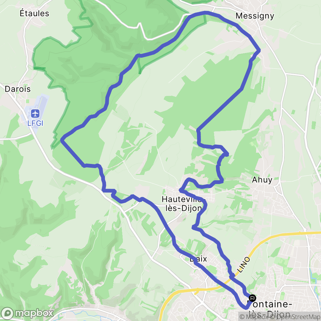 Fontaine-lès-Dijon : carte du parcours de randonnée - France