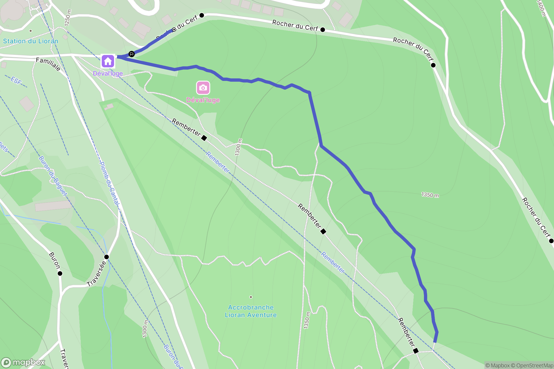 Laveissière : carte du parcours de randonnée - France