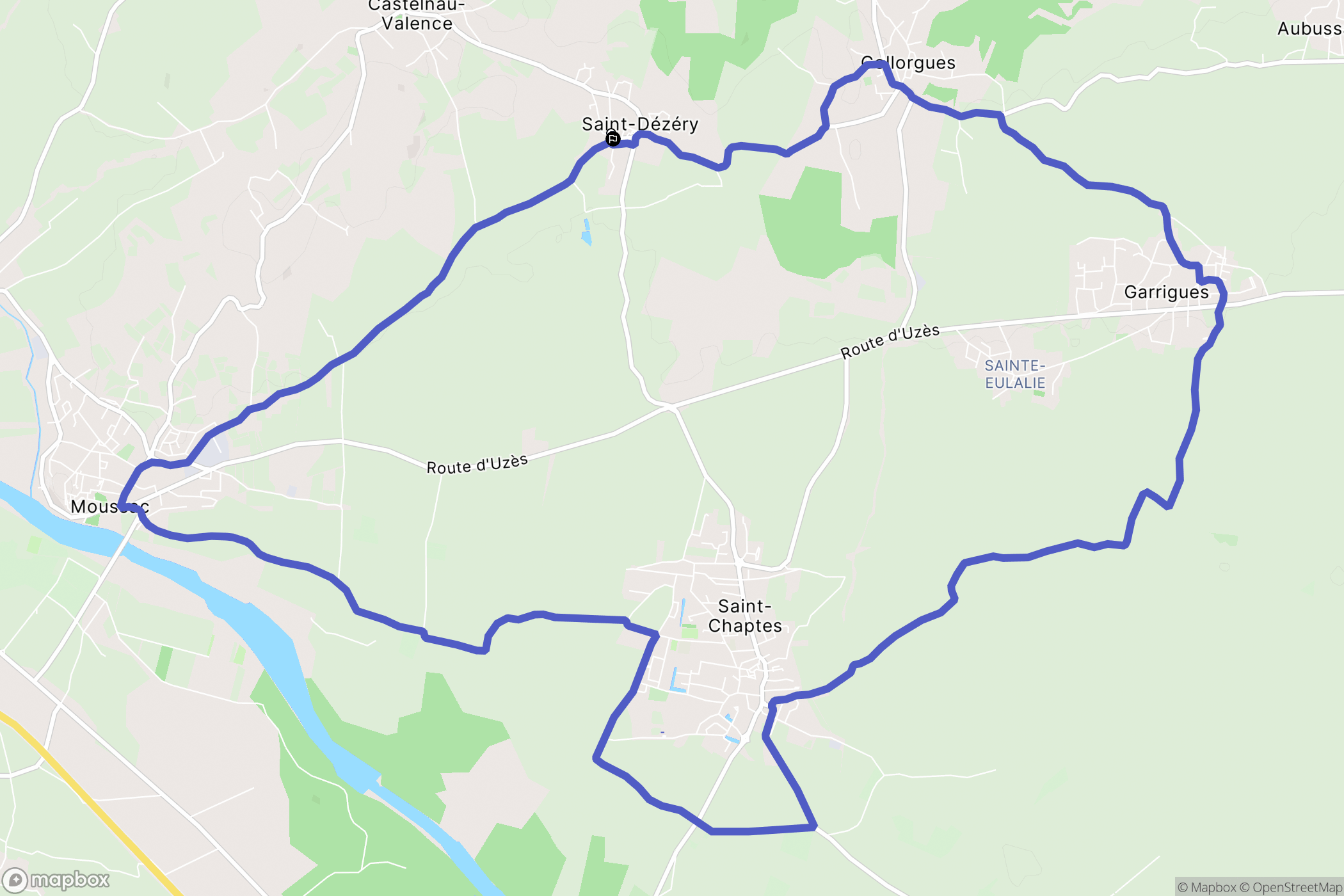 Saint-Dézéry : carte du parcours de randonnée - France