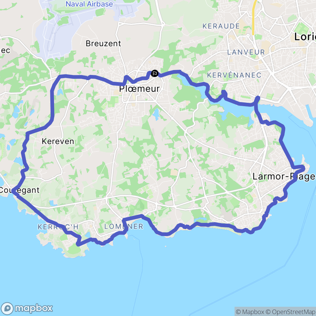 Ploemeur : carte du parcours de randonnée - France