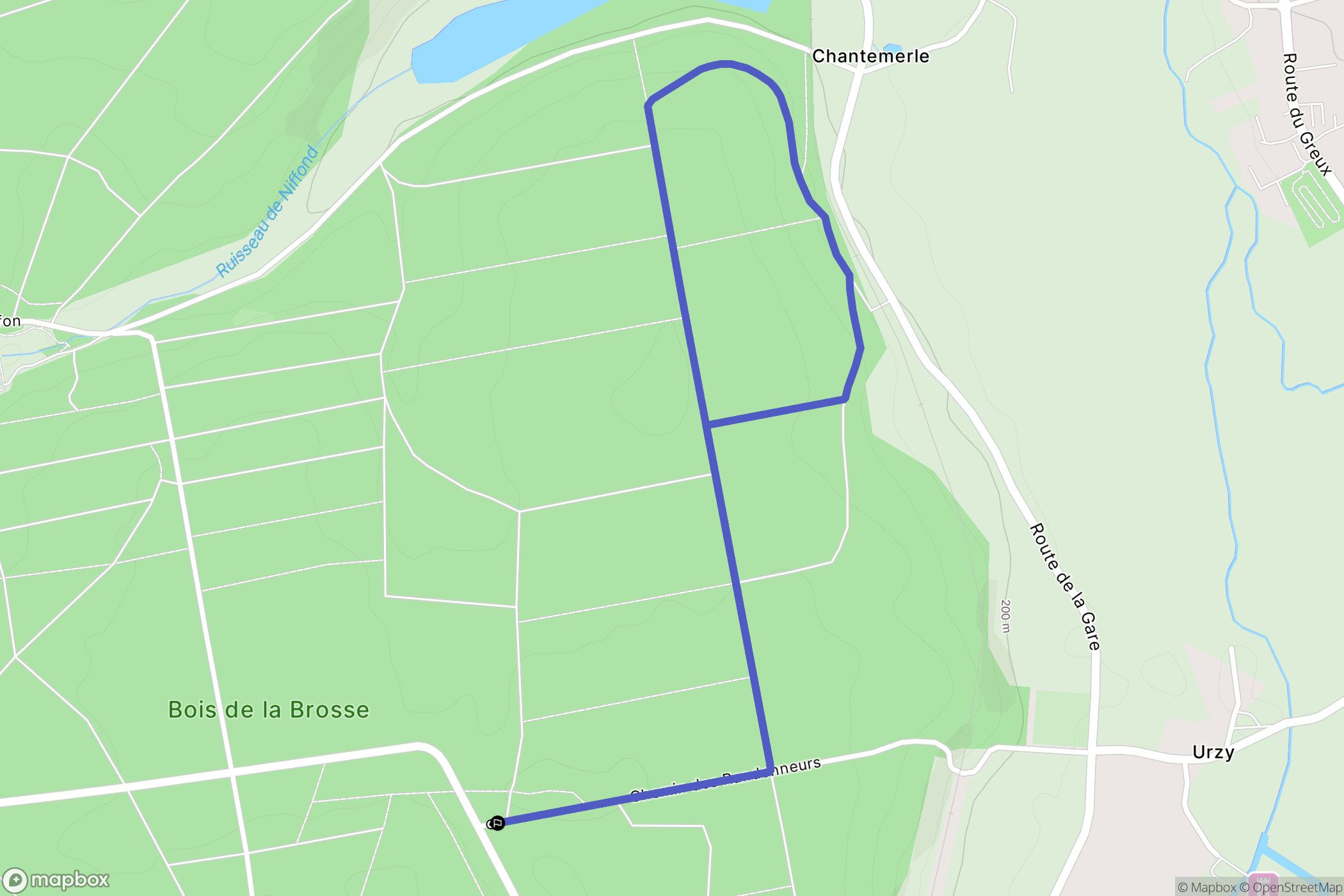 Urzy : carte du parcours de randonnée - France