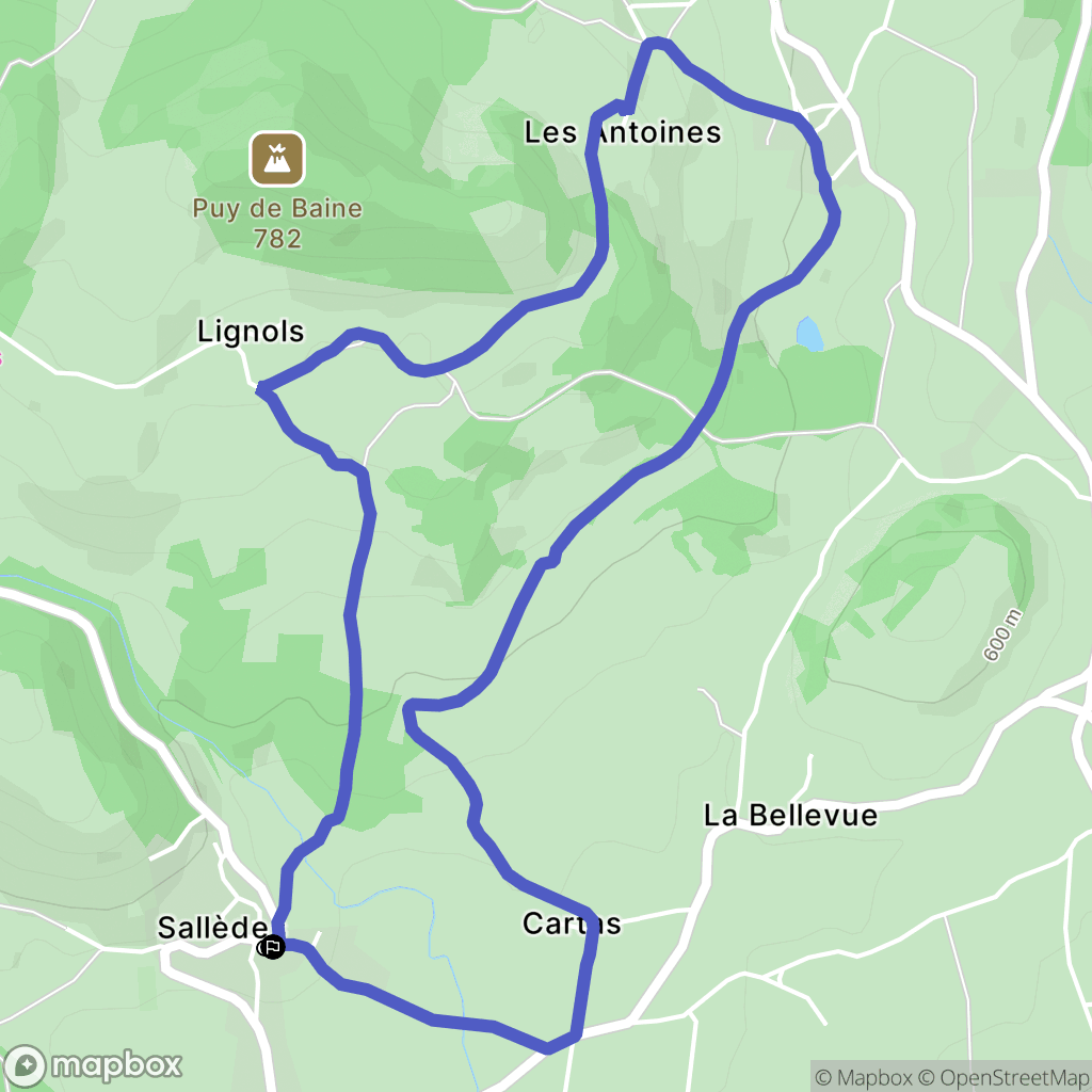 Sallèdes : carte du parcours de randonnée - France