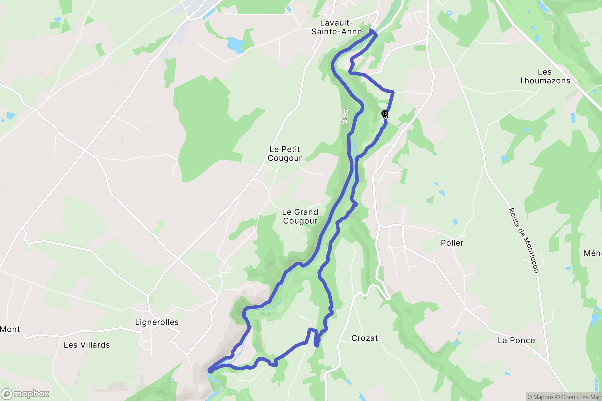 Lavault-Sainte-Anne : carte du parcours de randonnée - France