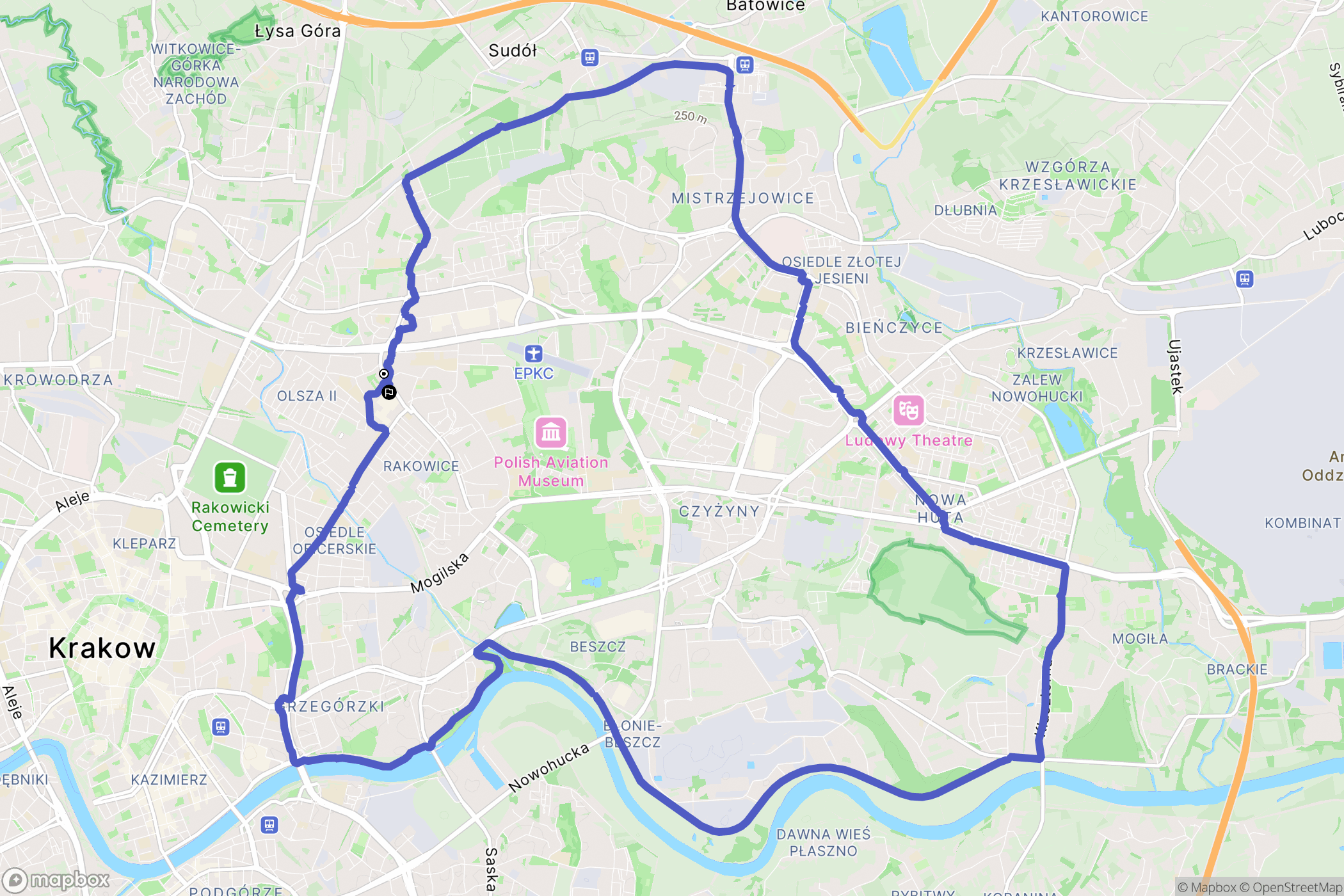 Kraków: mapa trasy - Poland