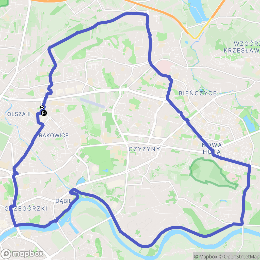 Kraków: mapa trasy - Poland