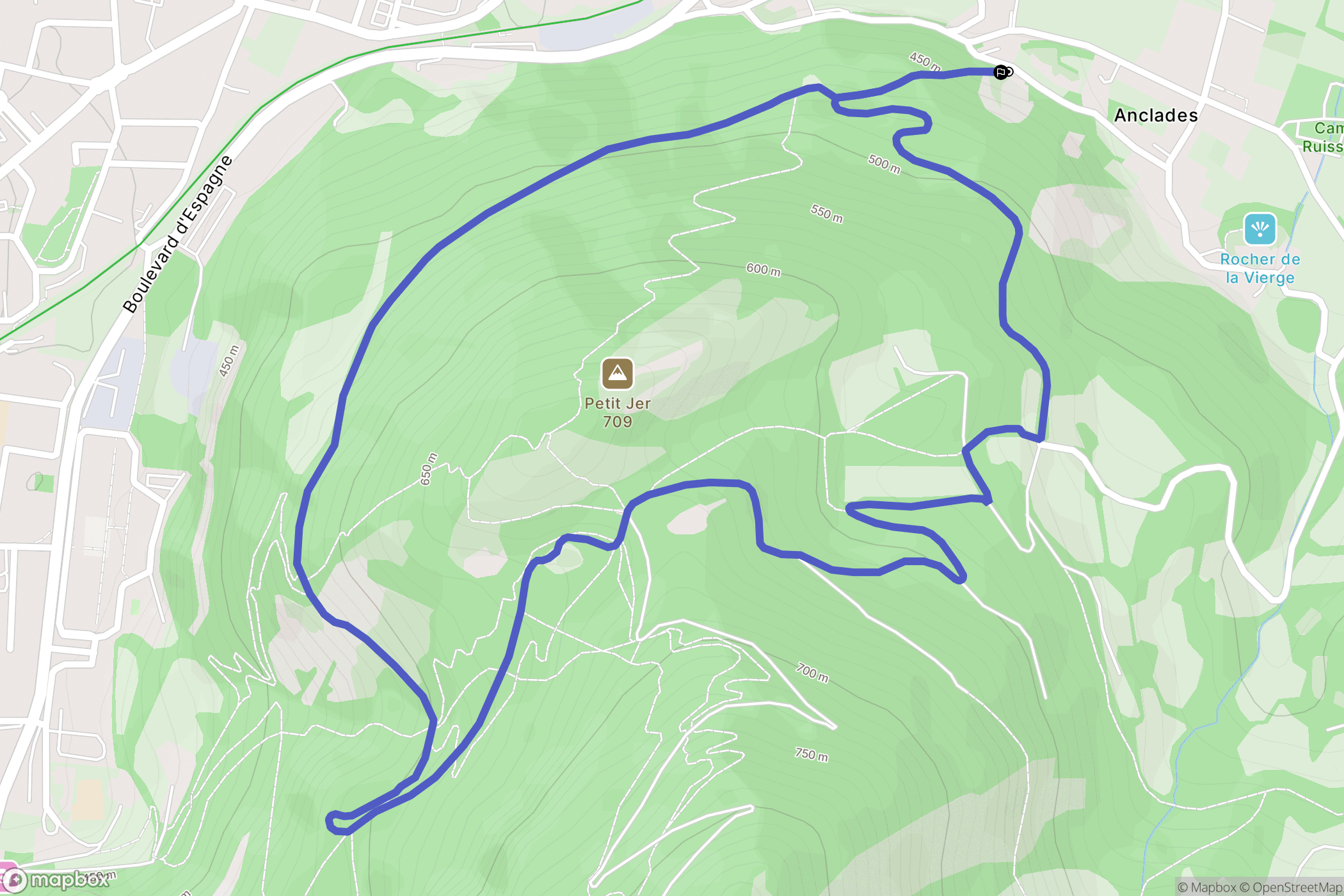 Lourdes : carte du parcours de randonnée - France