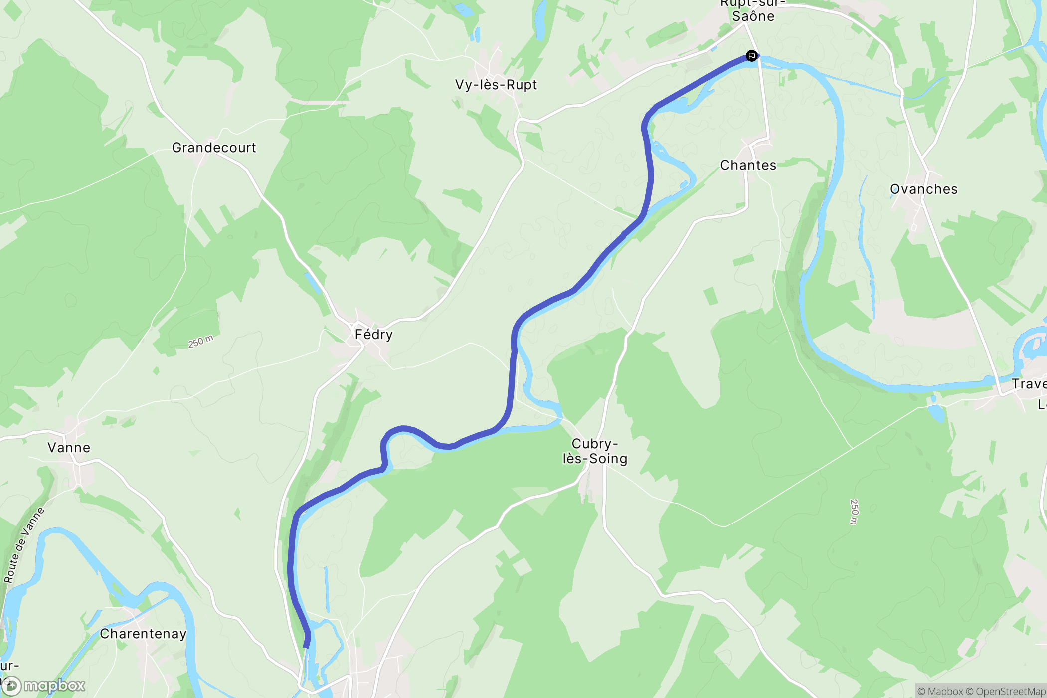 Rupt-sur-Saône : carte du parcours de randonnée - France