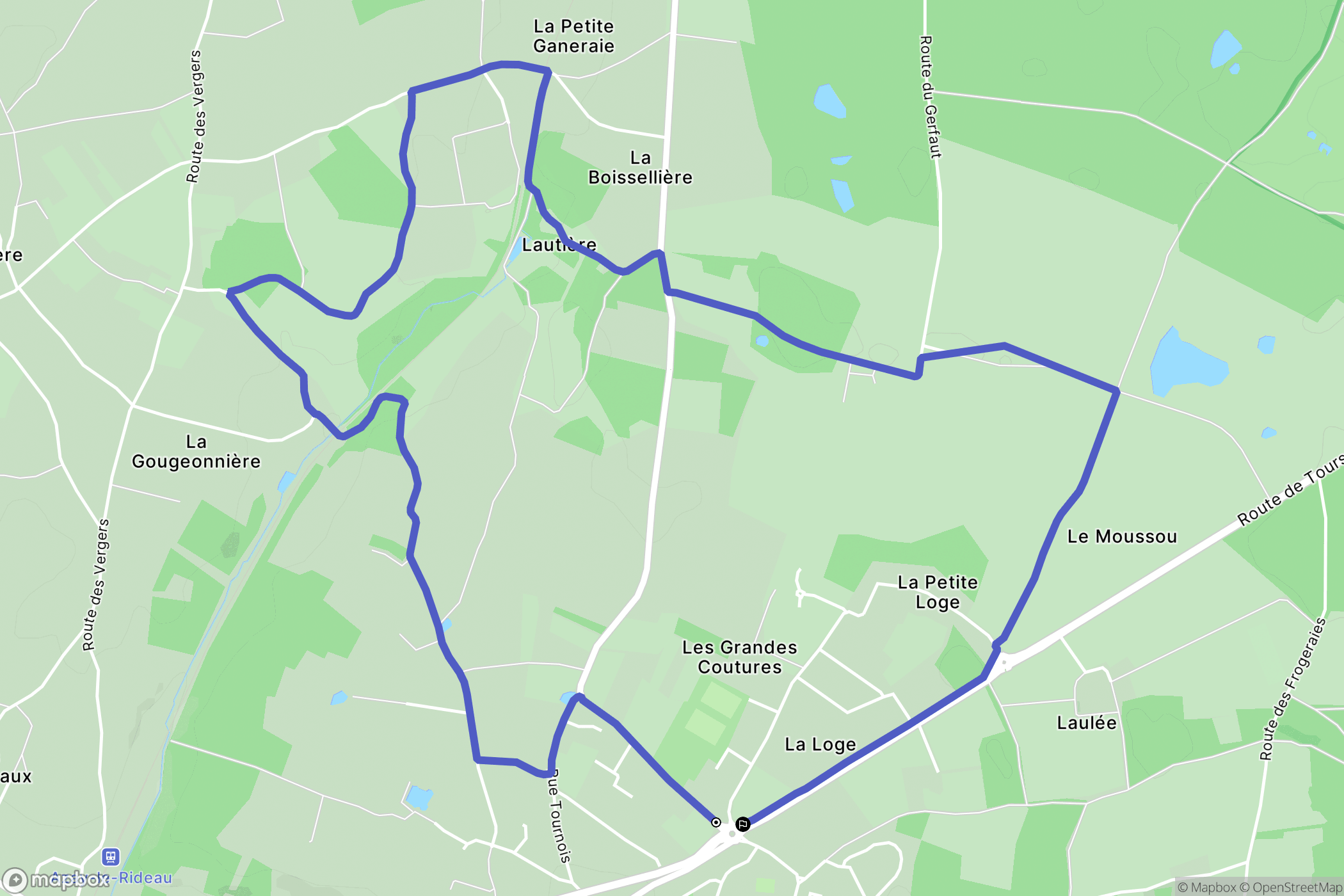 Azay-le-Rideau : carte du parcours de randonnée - France
