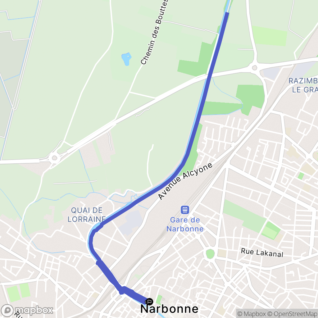 Narbonne : carte du parcours de randonnée - France