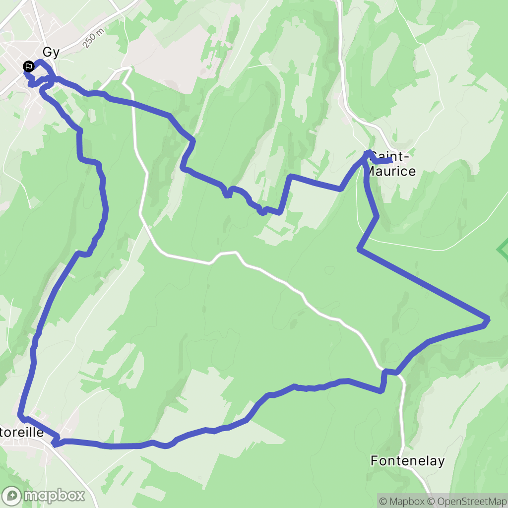 Gy : carte du parcours de randonnée - France