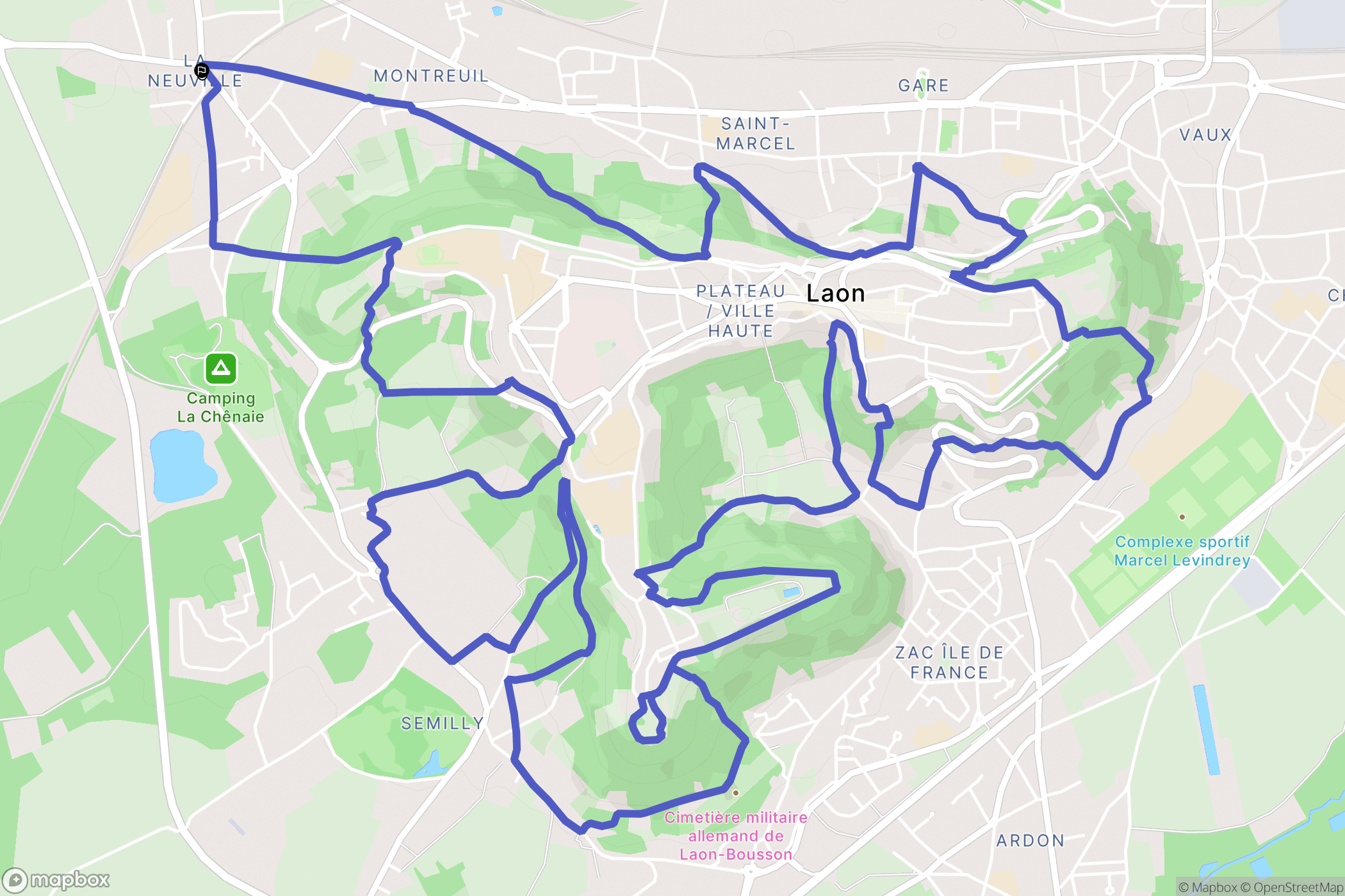 Laon : carte du parcours de randonnée - France