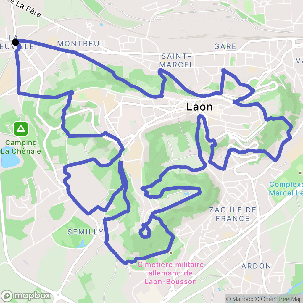 Laon : carte du parcours de randonnée - France