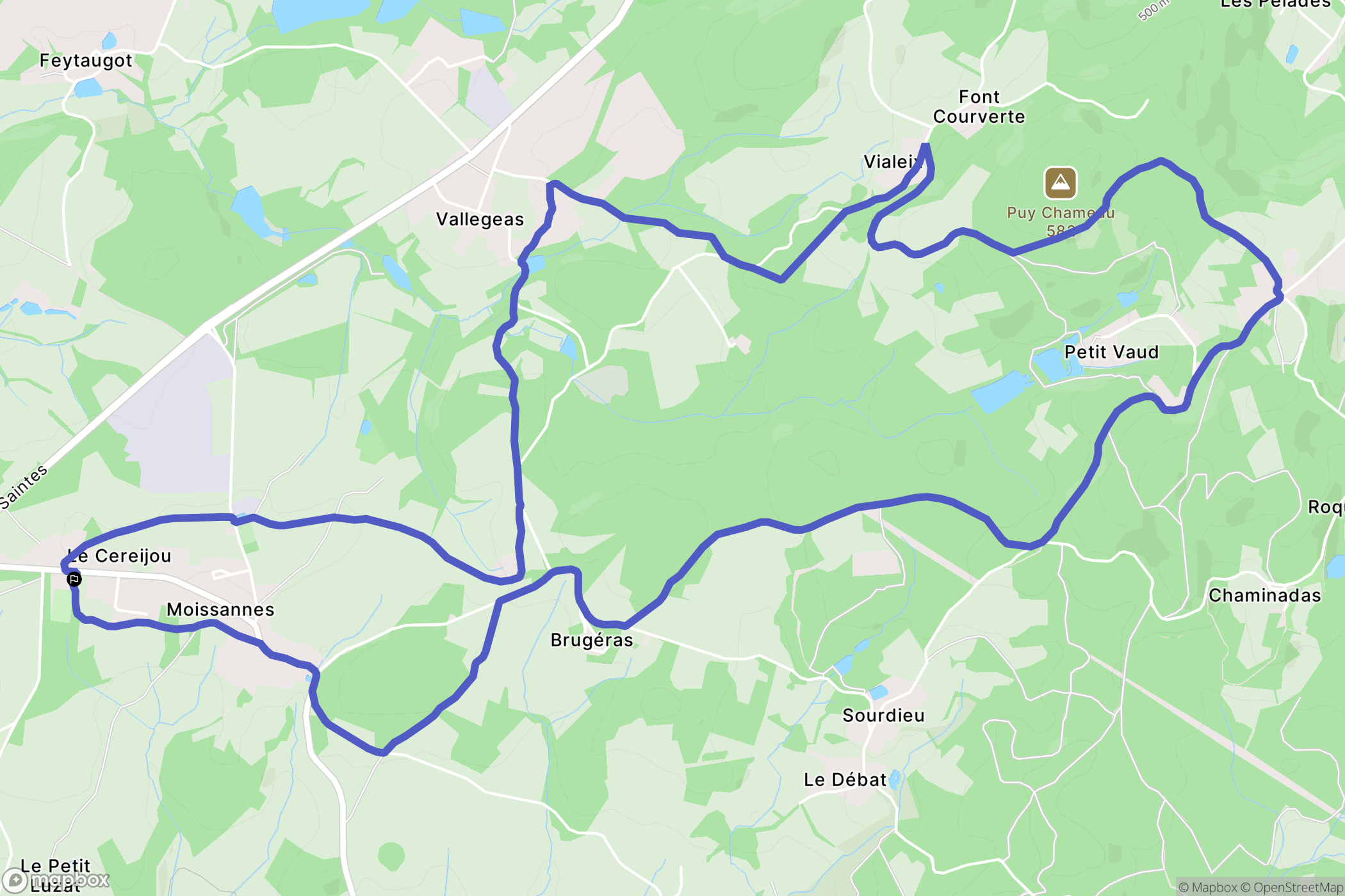 Moissannes : carte du parcours de randonnée - France