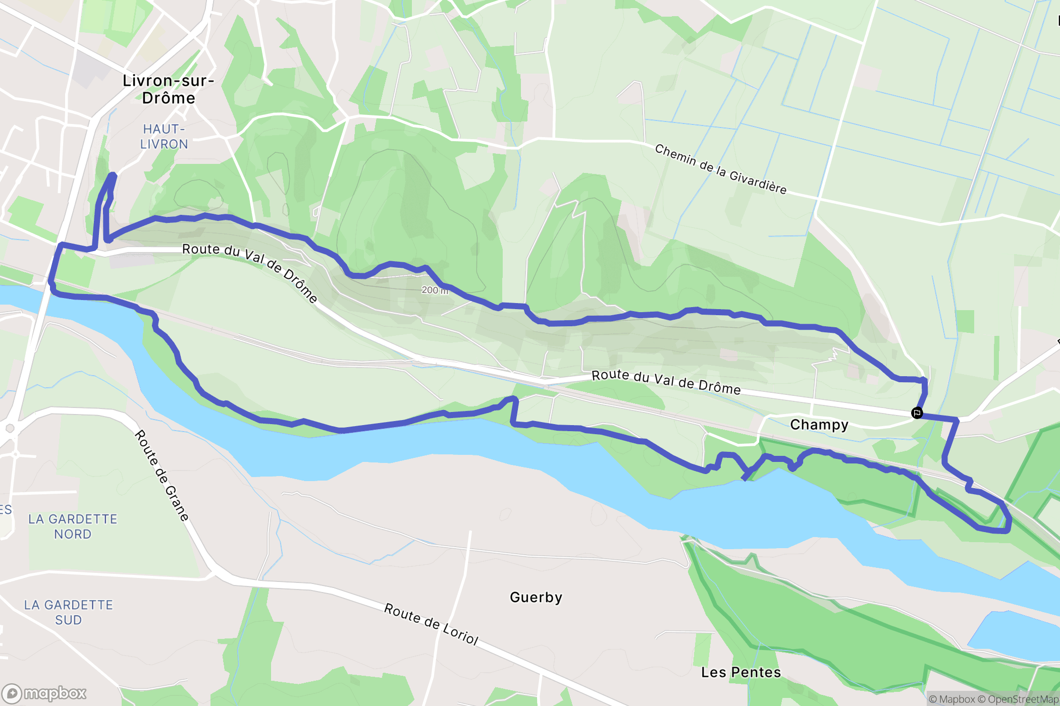 Allex : carte du parcours de randonnée - France