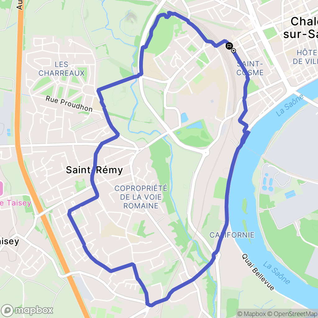 Chalon-sur-Saône : carte du parcours de randonnée - France