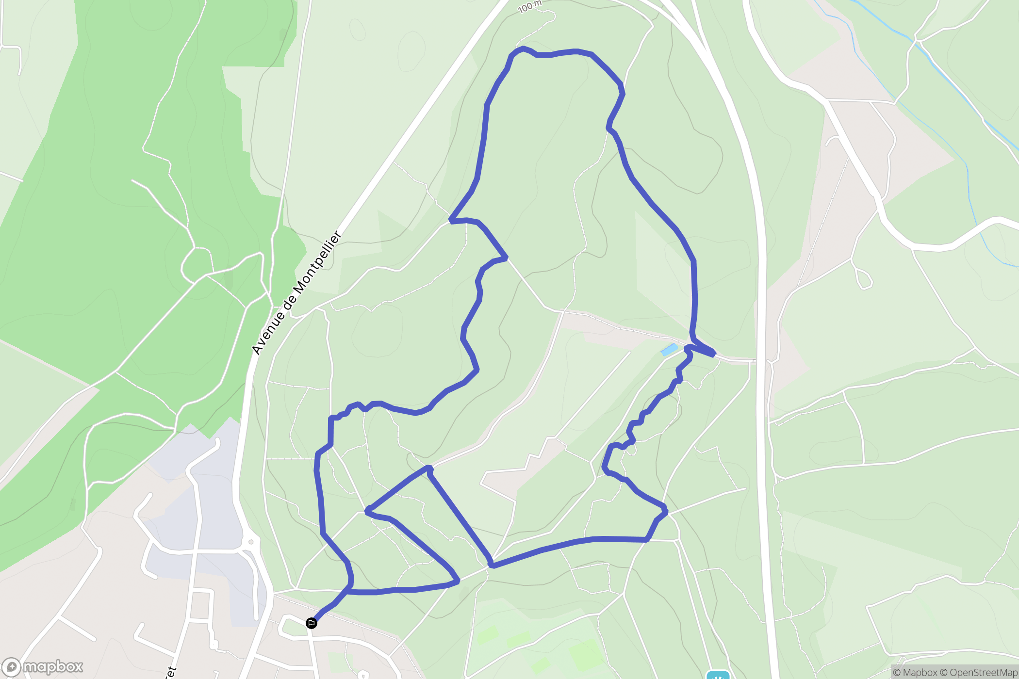Teyran : carte du parcours de randonnée - France