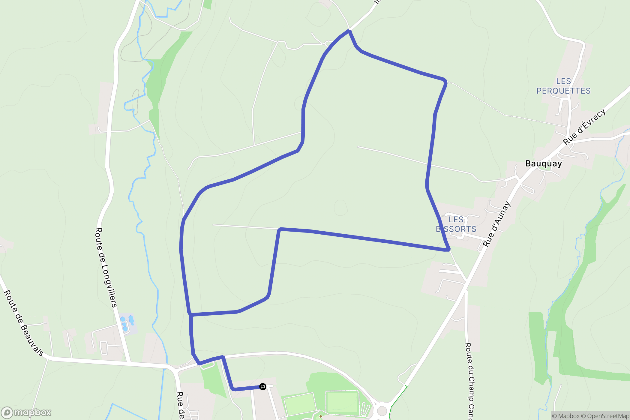 Les Monts d'Aunay : carte du parcours de randonnée - France