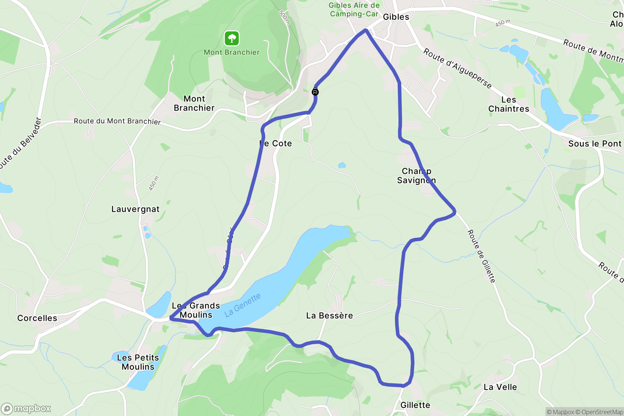 Gibles : carte du parcours de randonnée - France