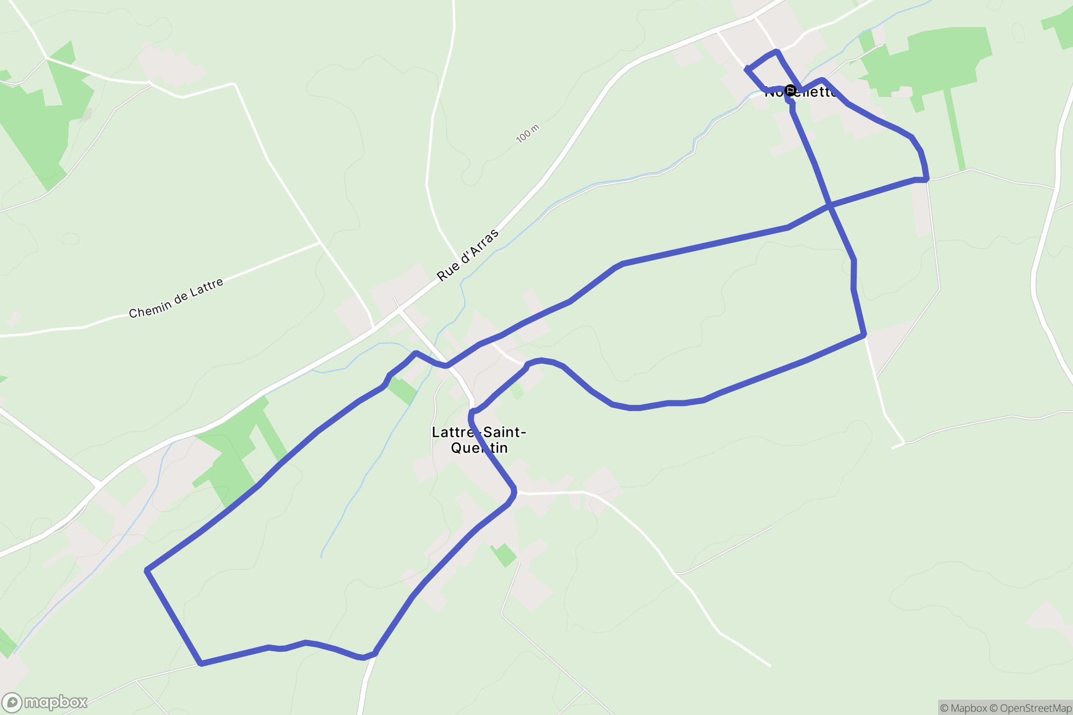 Noyellette : carte du parcours de randonnée - France