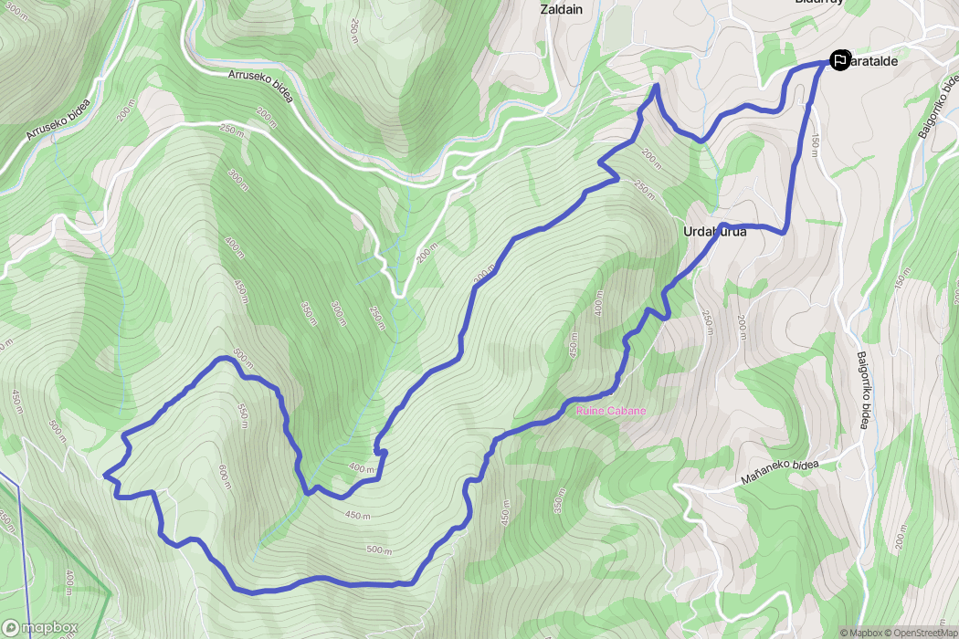 Bidarray : carte du parcours de randonnée - France