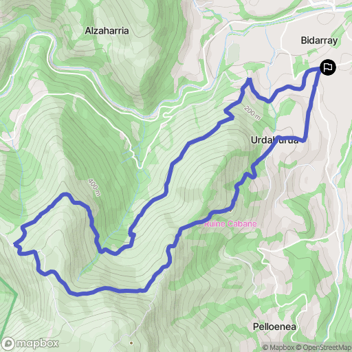 Bidarray : carte du parcours de randonnée - France