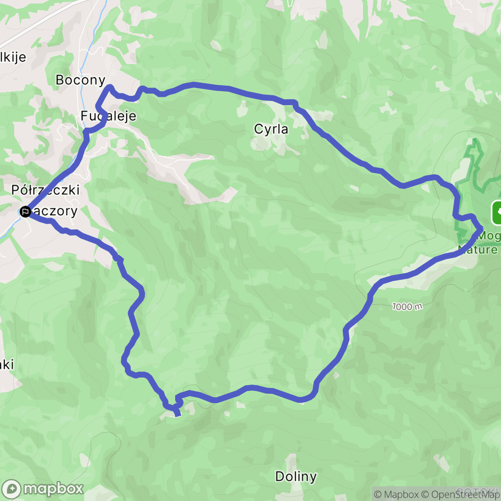 Półrzeczki: mapa trasy - Poland