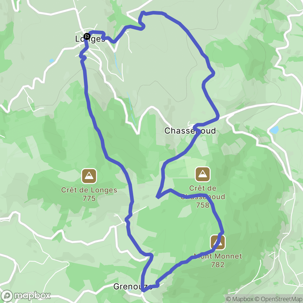 Longes : carte du parcours de randonnée - France