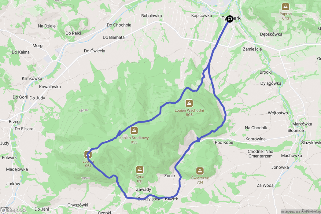 Tymbark: mapa trasy - Poland