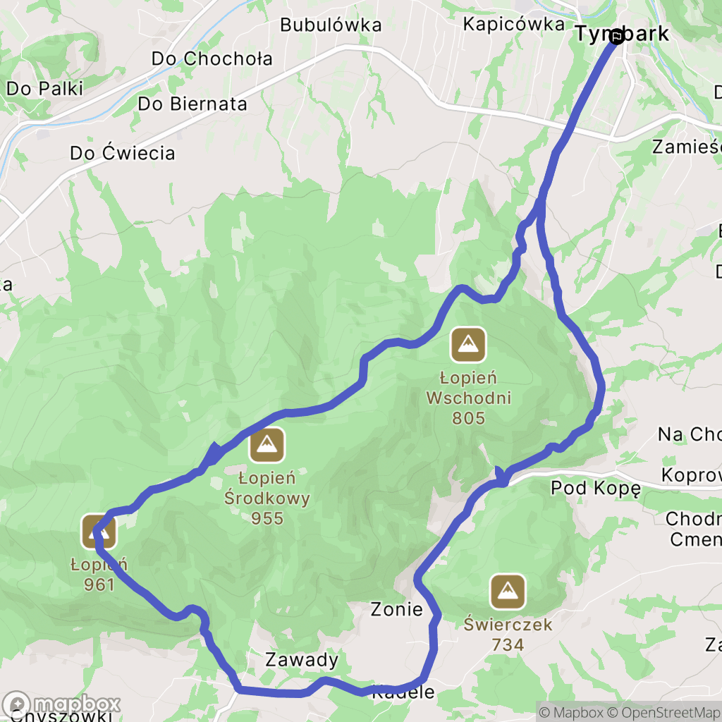 Tymbark: mapa trasy - Poland