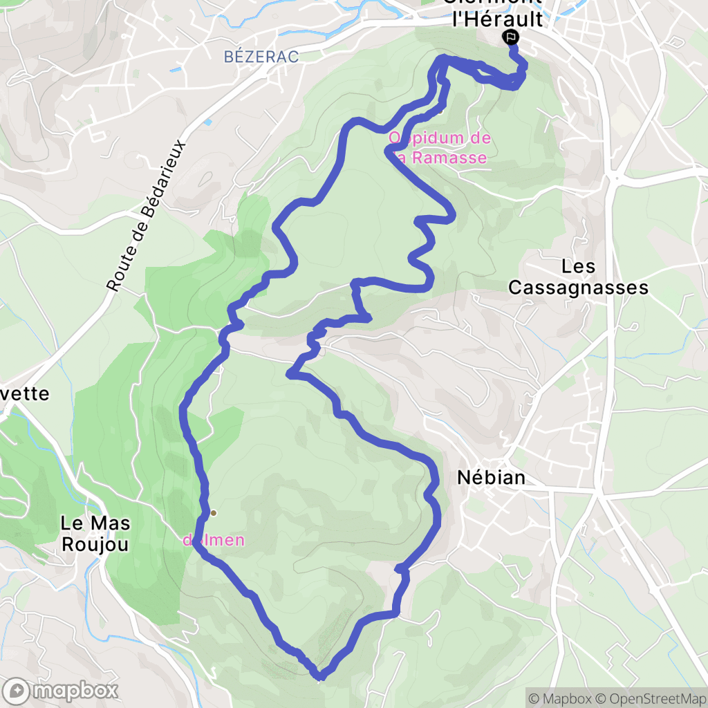 Clermont-l'Hérault : carte du parcours de randonnée - France