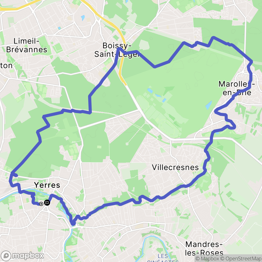 Yerres : carte du parcours de randonnée - France