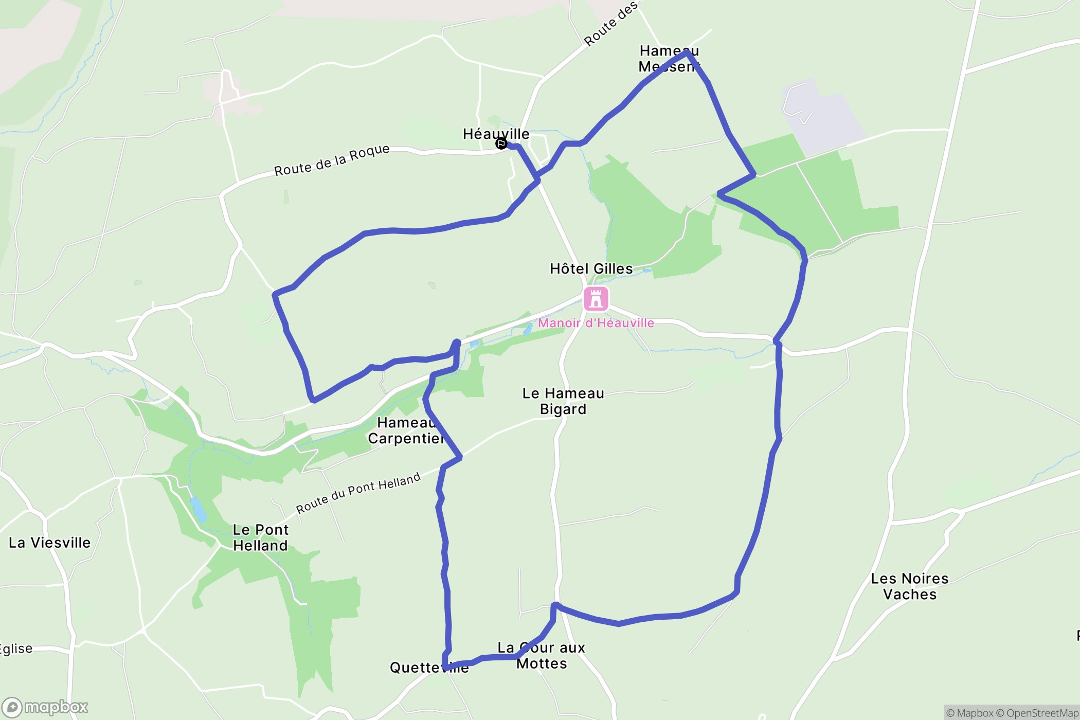 Héauville : carte du parcours de randonnée - France