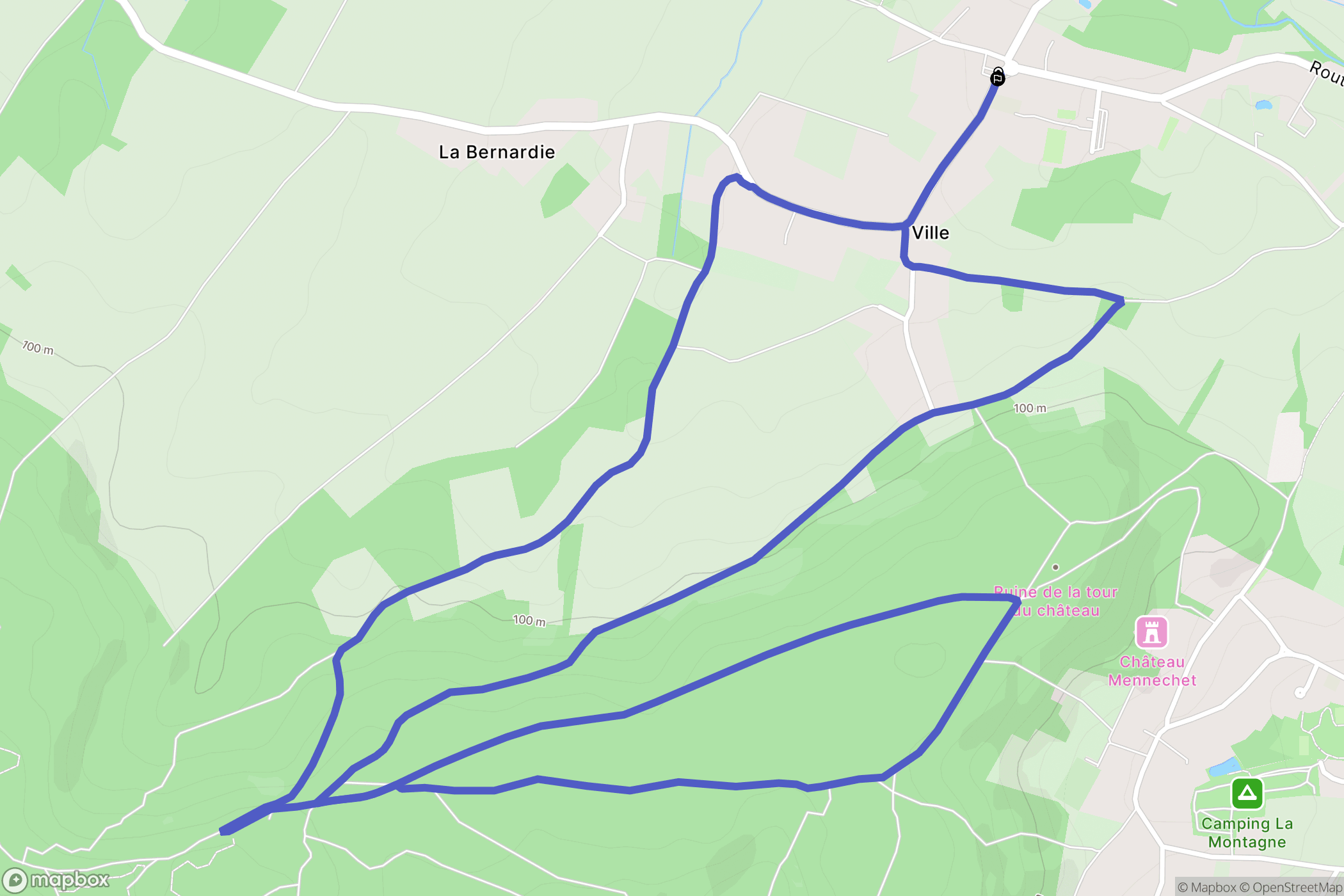 Ville : carte du parcours de randonnée - France