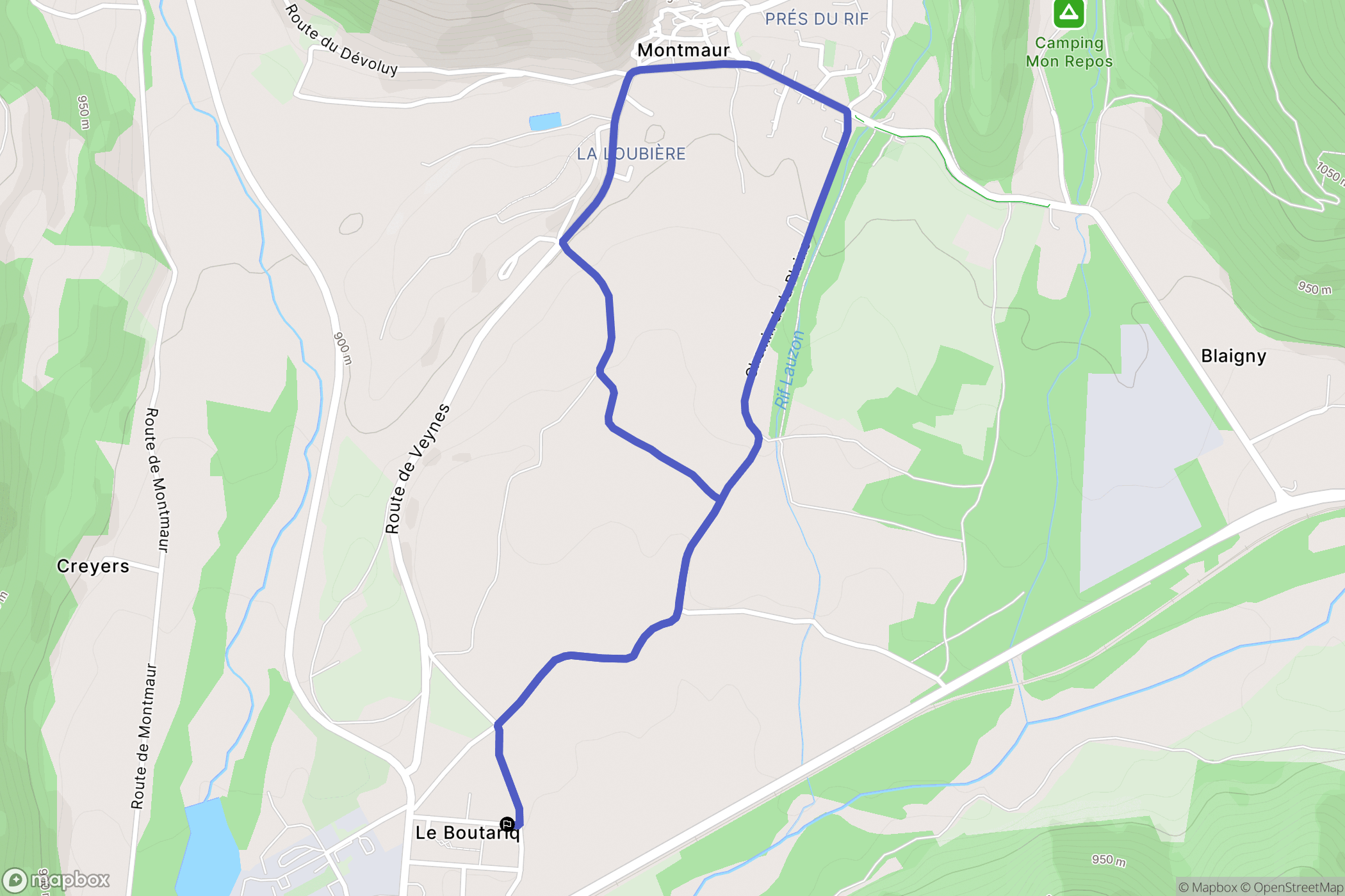 Montmaur : carte du parcours de randonnée - France