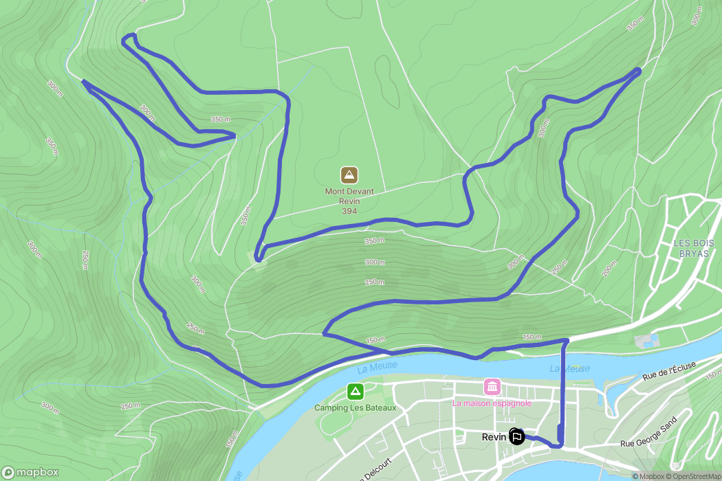 Revin : carte du parcours de randonnée - France