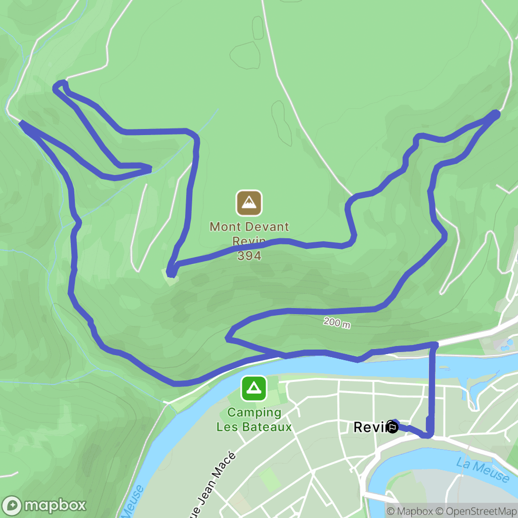Revin : carte du parcours de randonnée - France