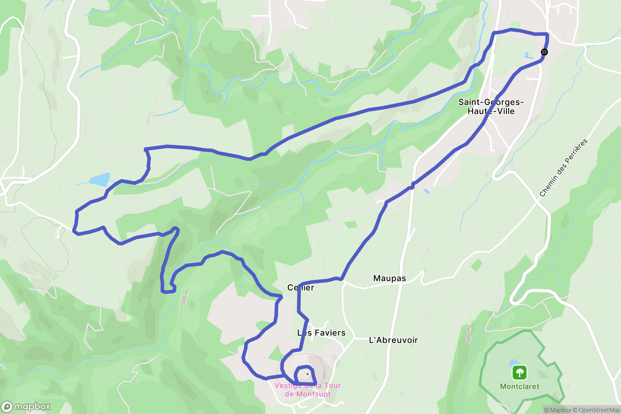 Saint-Georges-Haute-ville : carte du parcours de randonnée - France