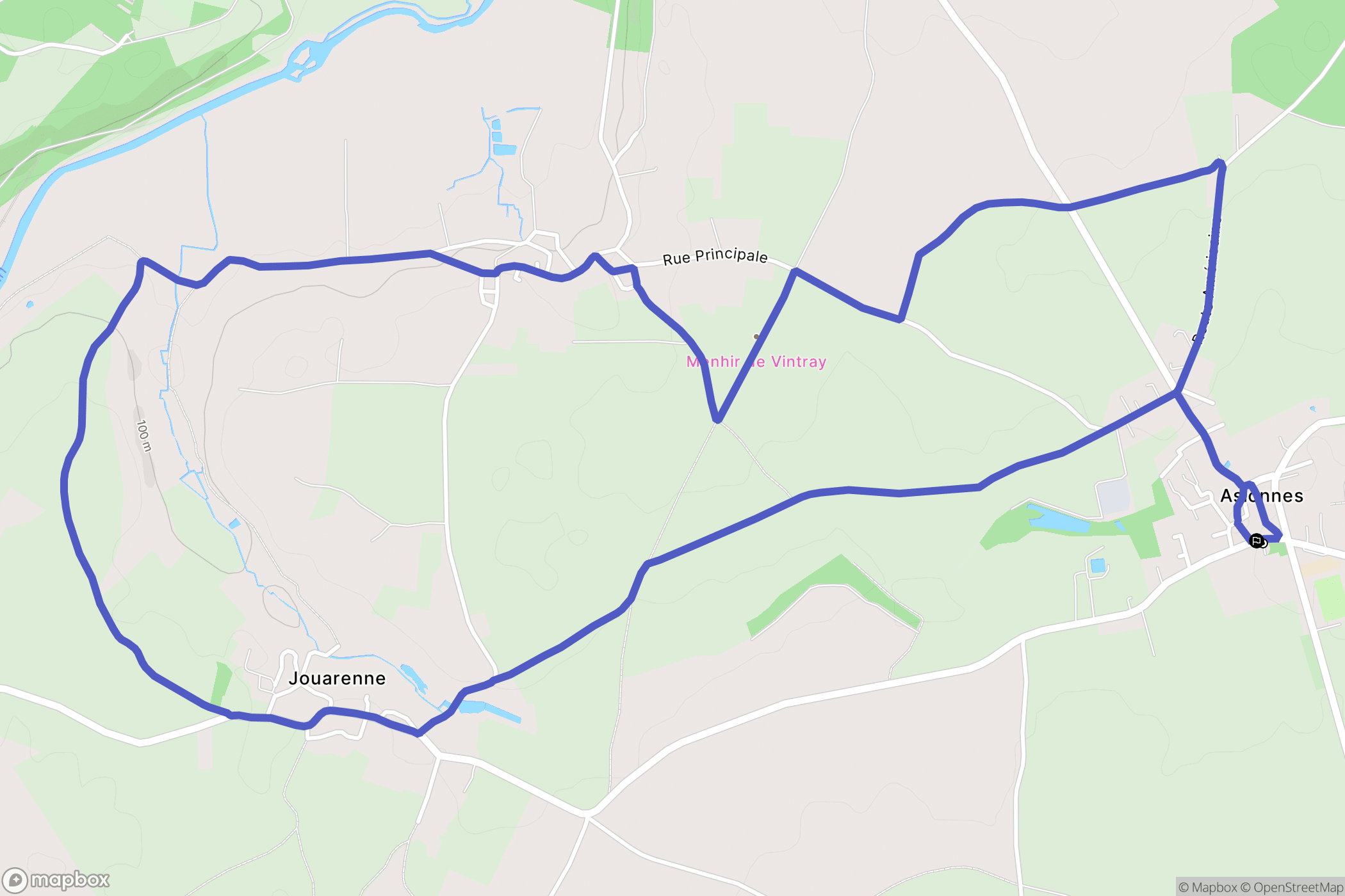 Aslonnes : carte du parcours de randonnée - France