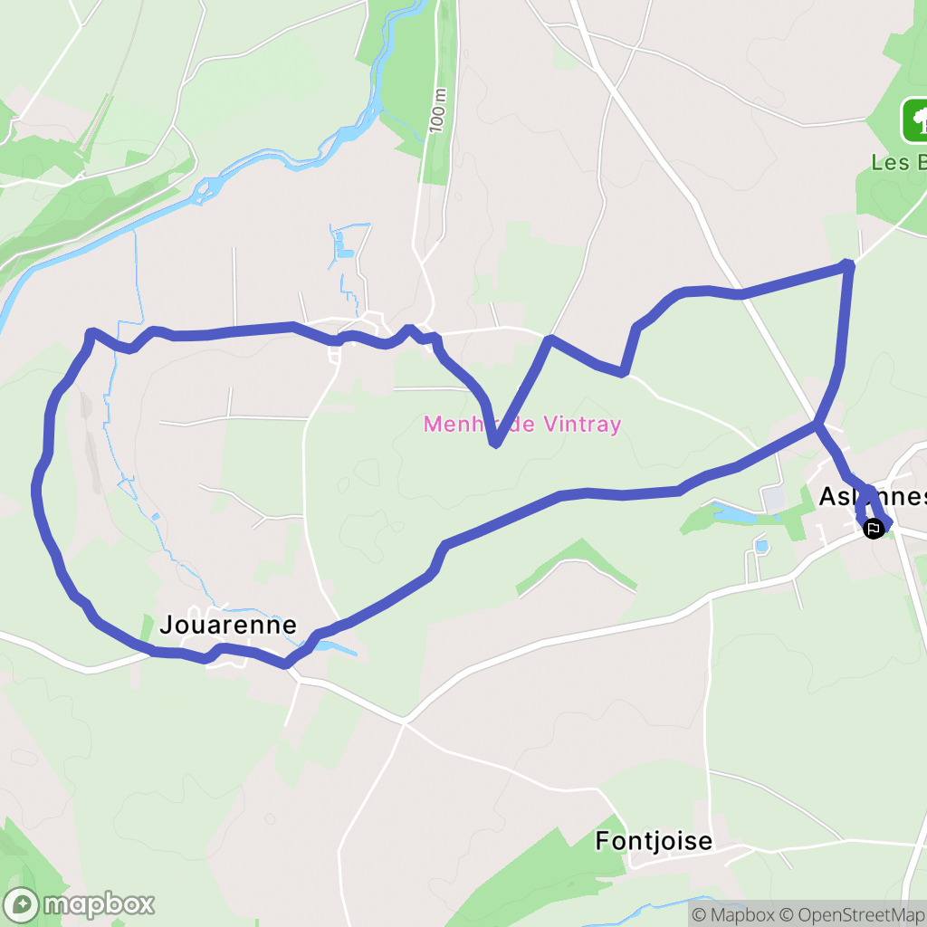 Aslonnes : carte du parcours de randonnée - France