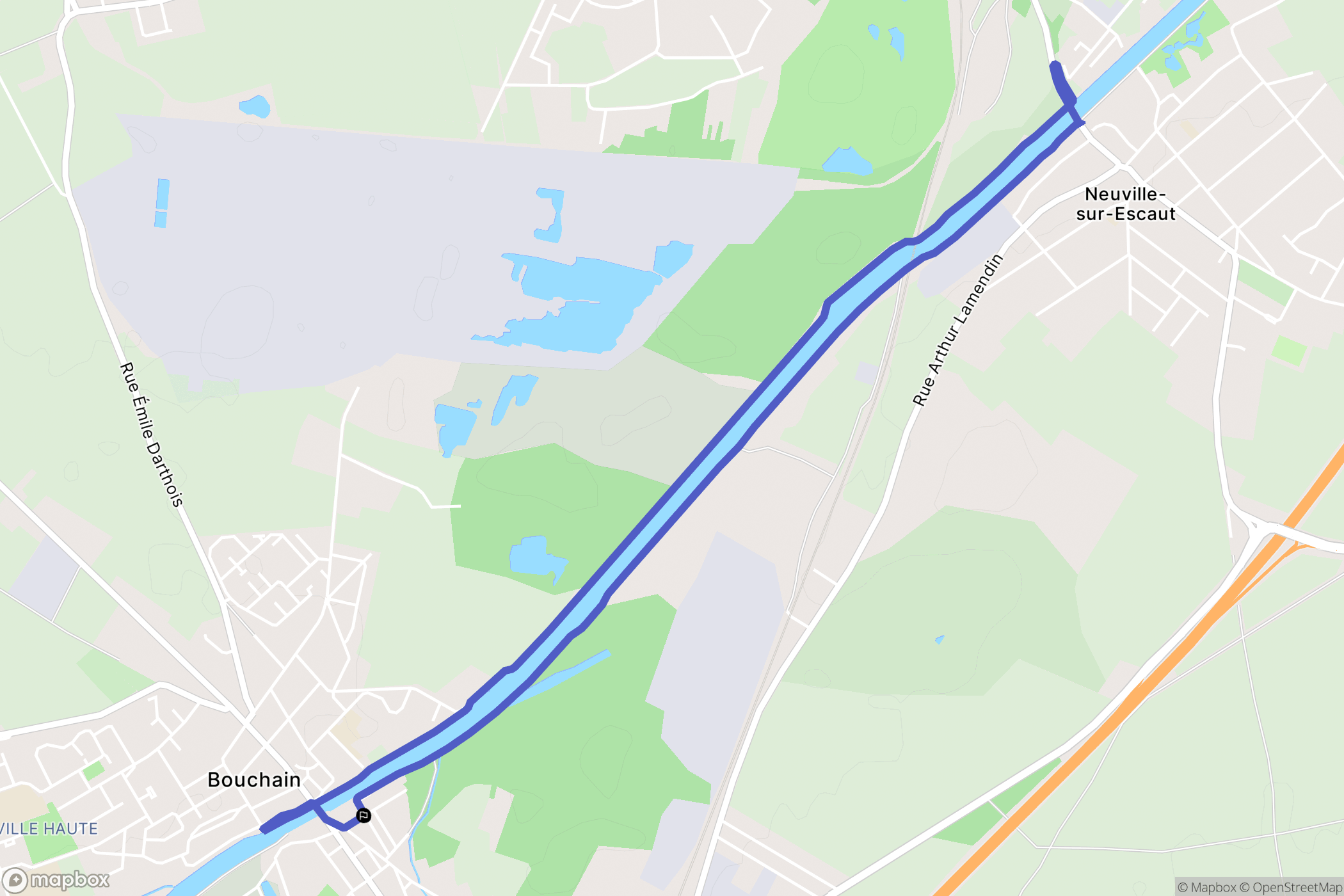 Bouchain : carte du parcours de randonnée - France