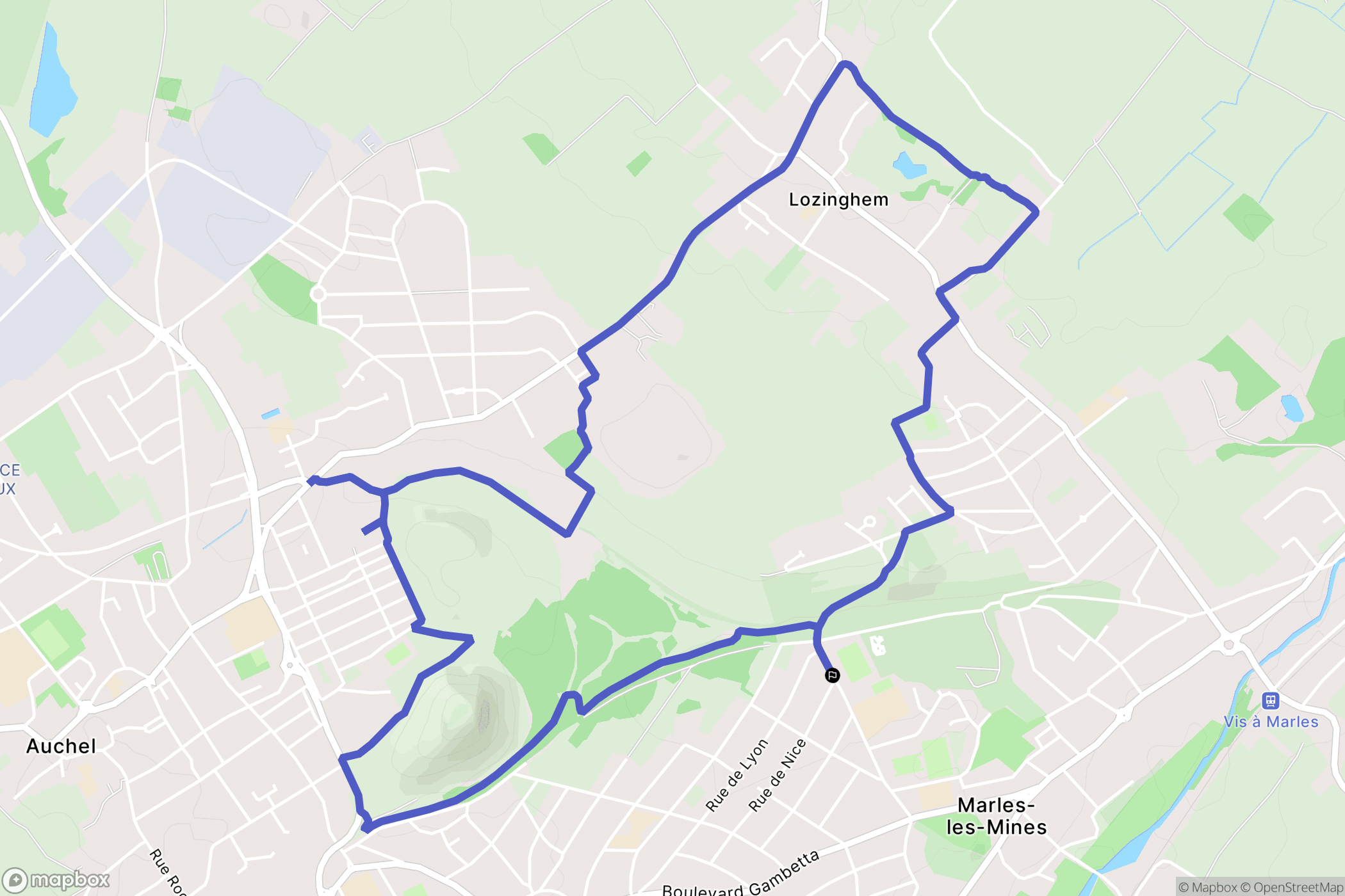 Marles-les-Mines : carte du parcours de randonnée - France