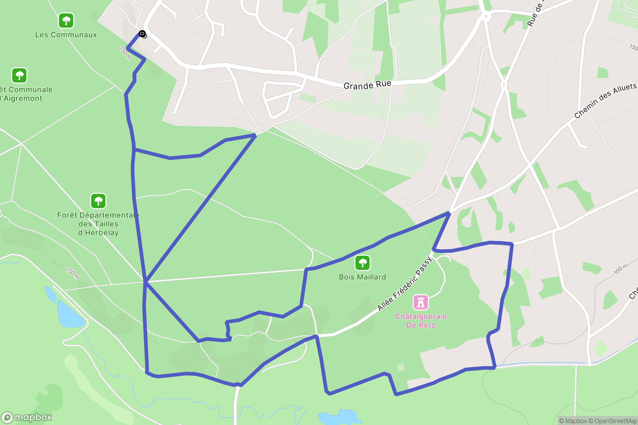 Aigremont : carte du parcours de randonnée - France